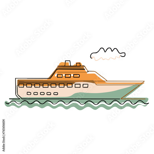 drawing illustration of a ship