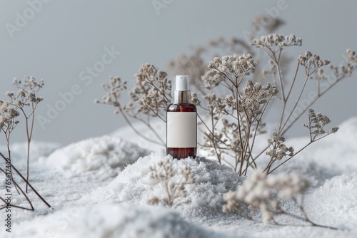 (Mockup) Skincare Bottle at Golden Hour by the Sea