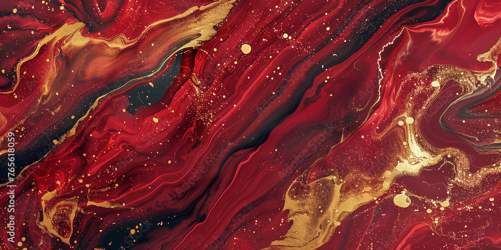 Red, black, gold marble texture pattern background. Brigh liquid fluid surface wallpaper. Raster bitmap digital illustration. Red, black, gold marble texture pattern background. Brigh liquid fluid surface wallpaper. Raster bitmap digital illustration.