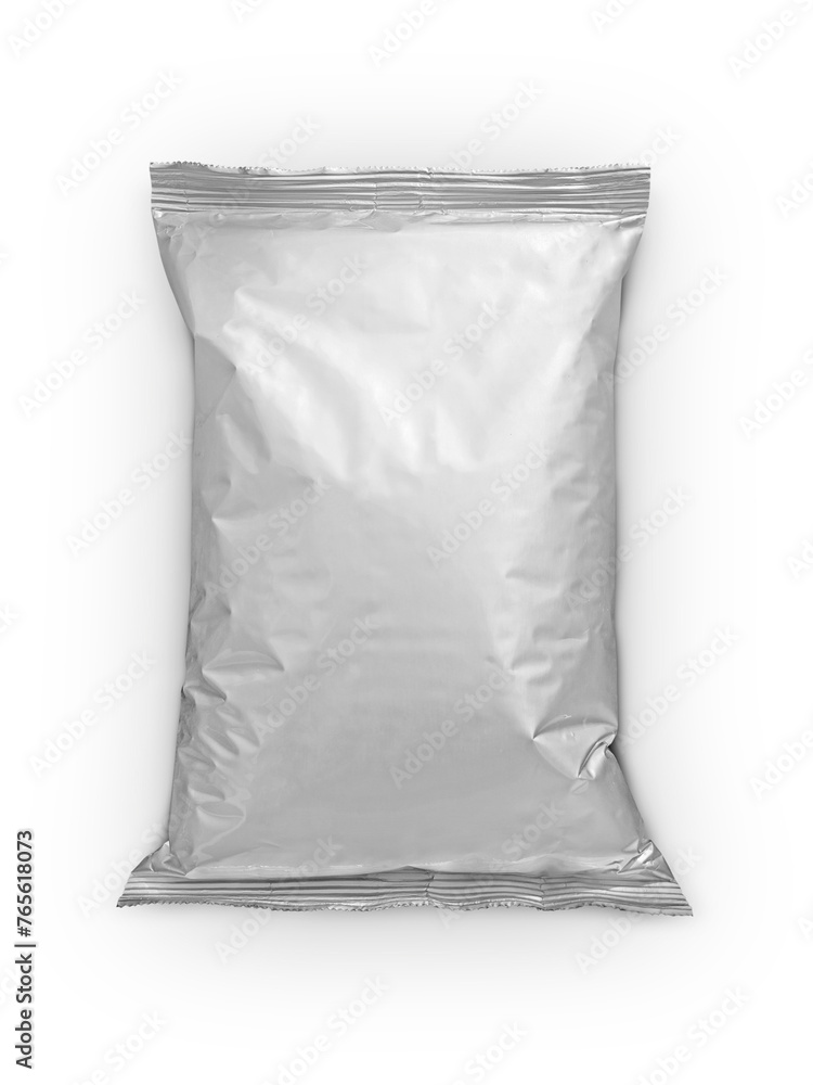 Foil food package mockup, transparent background