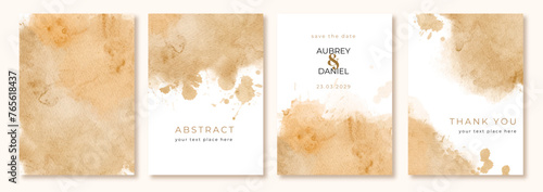 multipurpose card with abstract brown yellow watercolor background