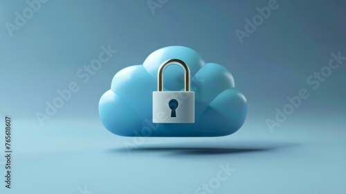 Icona di un lucchetto su una nuvola, simboleggiare la protezione dei dati. Concetto di sicurezza cloud. photo