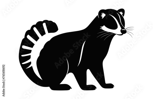 Coati Animal Vector black Silhouette isolated on a white background