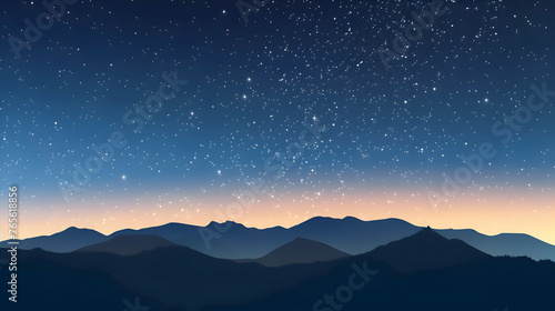 A star-filled sky above a silhouetted mountain range