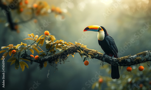 a toucan bird perched on the aesthetic branch