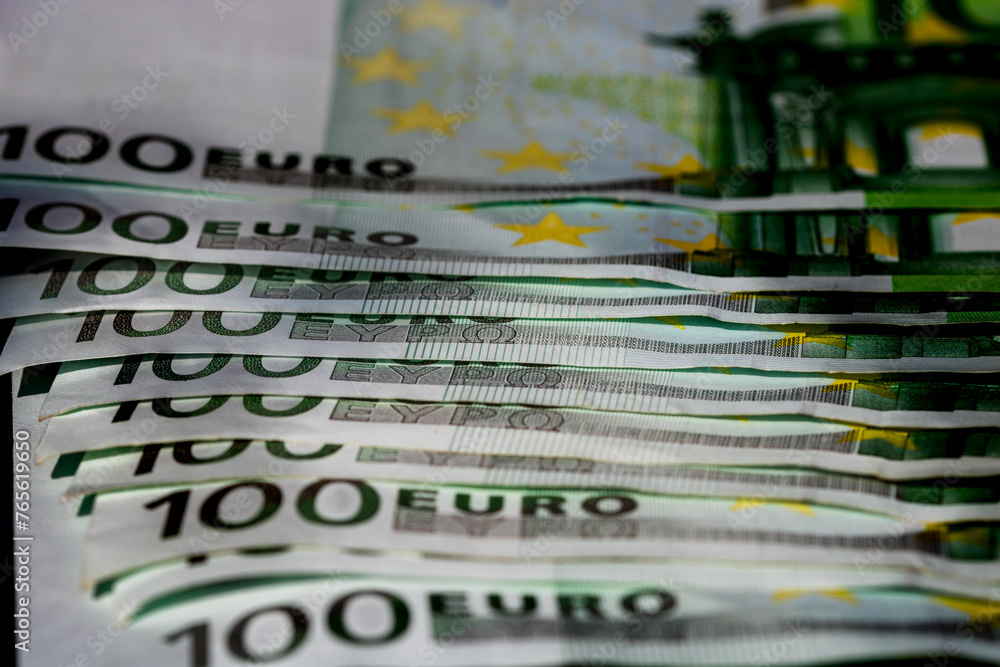 EURO money banknotes, detail photo of EUR