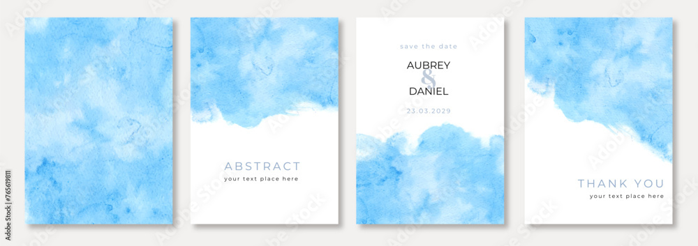 multipurpose card with abstract blue watercolor background