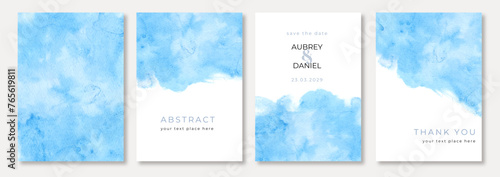 multipurpose card with abstract blue watercolor background