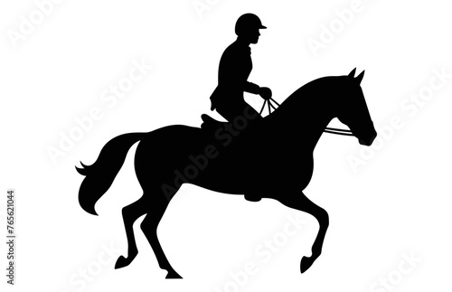 Eventing horse Silhouette Clipart, Racing Horses black vector isolated on a white background
