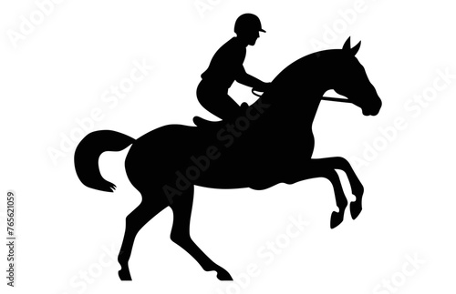 Eventing horse Silhouette vector isolated on a white background, Racing Horses black clipart © Gfx Expert Team