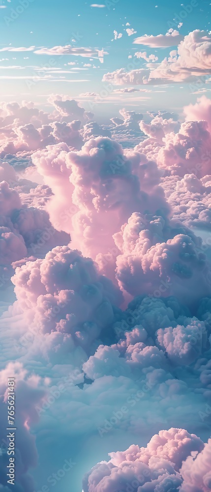 Pastel dreamscape, cartoon court floating among clouds, wide shot, soft edges, surreal lighting