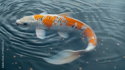 A koi fish swimming in a pond