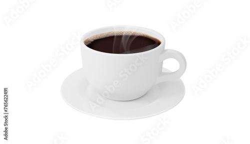 White realistic coffee cup with smoke, transparent background