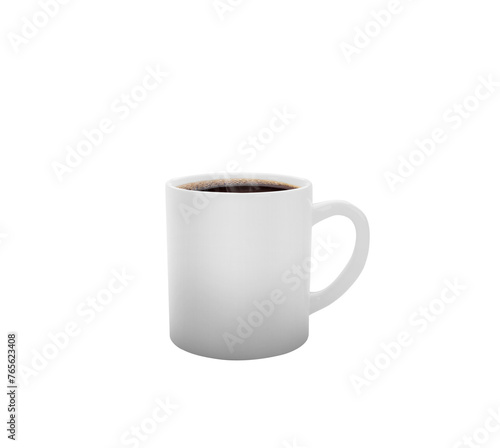 White realistic coffee cup with smoke, transparent background
