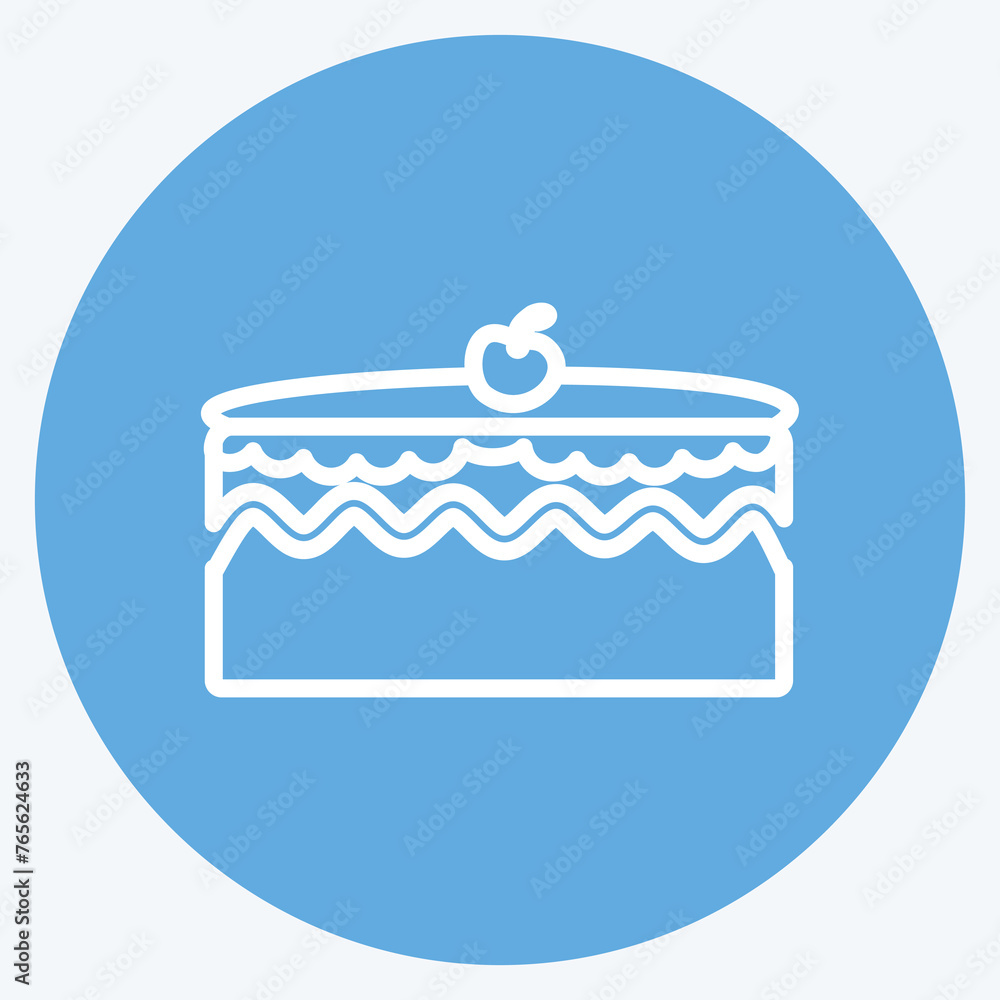 Icon Cake. suitable for party symbol. blue eyes style. simple design editable. design template vector. simple symbol illustration Icon Cake. suitable for party symbol. blue eyes style. simple design editable. design template vector. simple symbol illustration