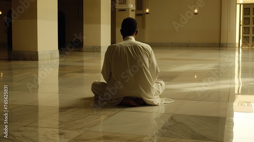 Devoted Man in Worship at Mecca - A Spiritual Journey in the Holiest Islamic City