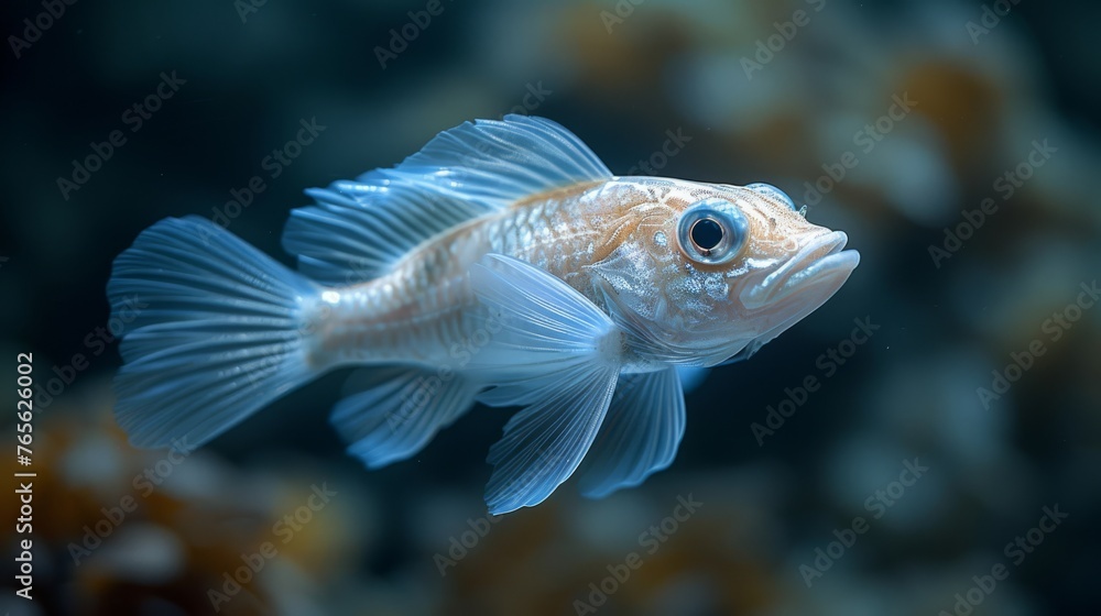 a goldfish in an aquarium, facing the camera, surrounded by a sharp focus of colorful corals in the background a goldfish in an aquarium, facing the camera, surrounded by a sharp focus of colorful corals in the background