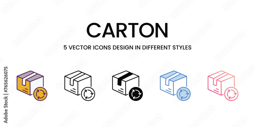 Carton icons set in different style vector stock illustration Carton icons set in different style vector stock illustration