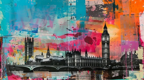 Big Ben and Houses of Parliament, London, England, United Kingdom. AI generative. photo