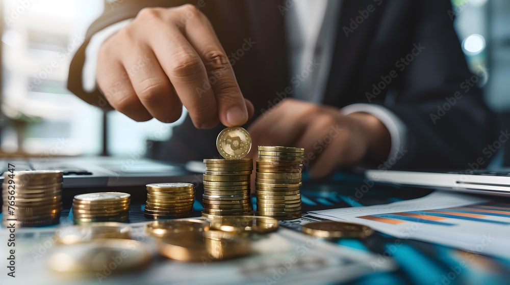 A businessman contemplates a coin in his hand, symbolizing financial decisions like investment and wealth growth A businessman contemplates a coin in his hand, symbolizing financial decisions like investment and wealth growth