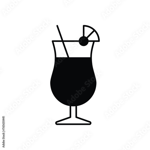 Black Solid Pina Colada vector icon