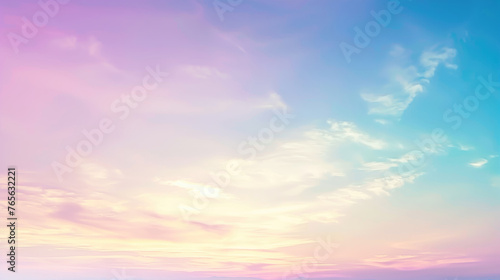 Pastel sky with subtle clouds textures with pastel gradient color, nature background. © Irina