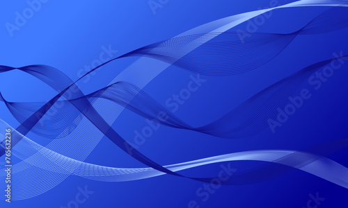 blue light lines wave curves with smooth gradient abstract background