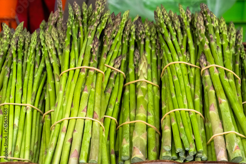 A row of asparagus from food market photo