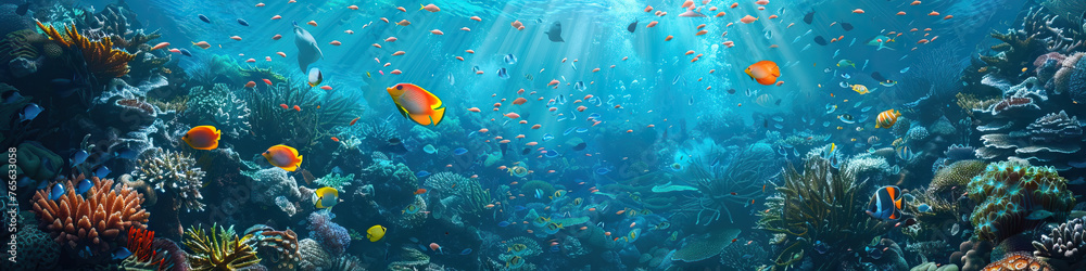 Fototapeta premium Marine Marvels Showcase: Capturing the Beauty and Intrigue of Underwater Life