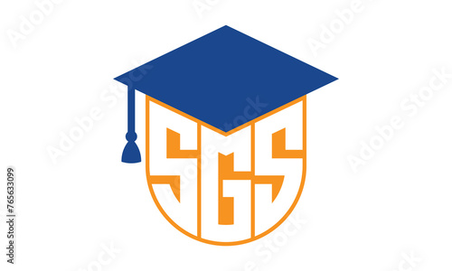 SGS initial letter academic logo design vector template. school college logo, university logo, graduation cap logo, institute logo, educational logo, library logo, teaching logo, book shop, varsity photo