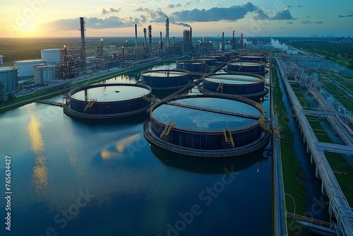 oil and gas power plant refinery with storage tanks facility for oil production, Gas turbine electrical power plant