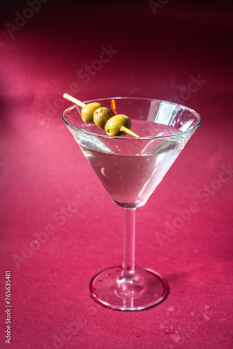 Classic Martini cocktail with olives