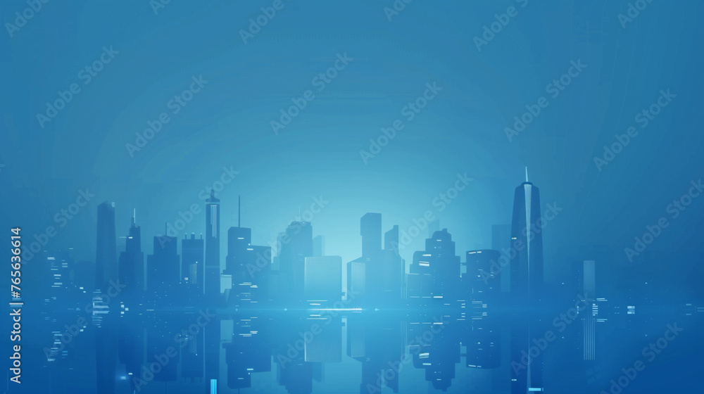  Futuristic Urban Skyline: Cityscape Over Light Blue Technological Background