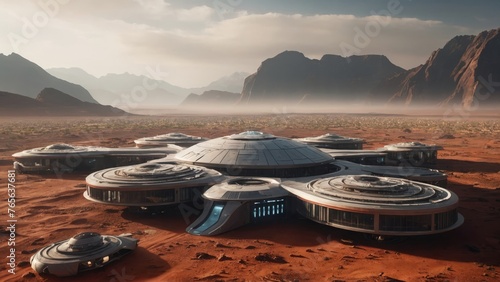futuristic human colony in the Mars