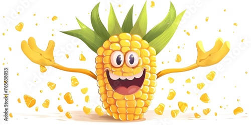 Corny Comedian Corn Character Cracking Jokes with Lively Expressions