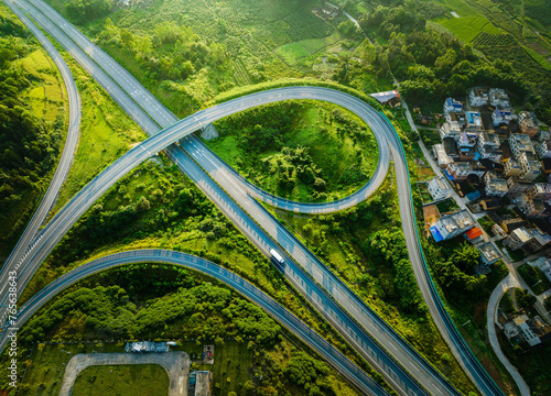 Aerial photography of highway interchanges photo