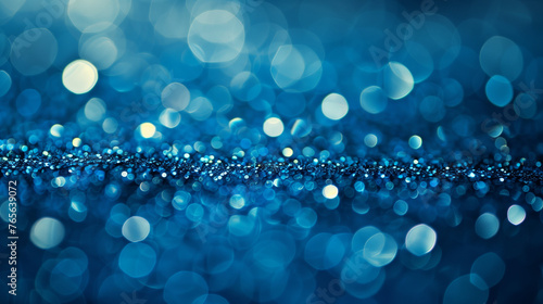 abstract blue background, blue glitter, shiny background with blurred bokeh, winter wallpaper
