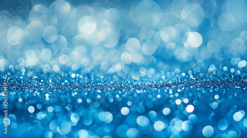 abstract blue background, blue glitter, shiny background with blurred bokeh, winter wallpaper
