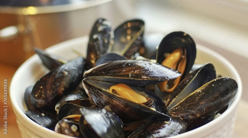 mussel delicacy dish on a plate. mussel delicacy dish on a plate.