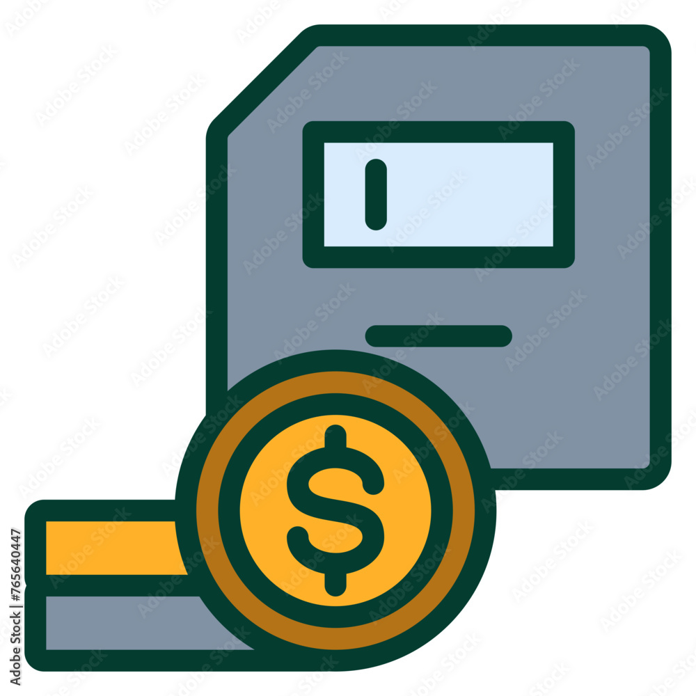 Safe Coin Outline Color Icon Safe Coin Outline Color Icon