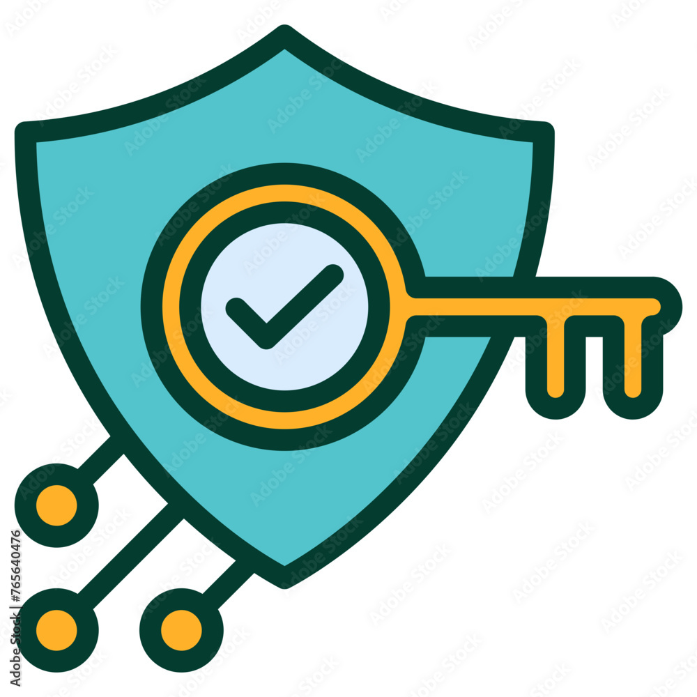 Secure Key Outline Color Icon Secure Key Outline Color Icon