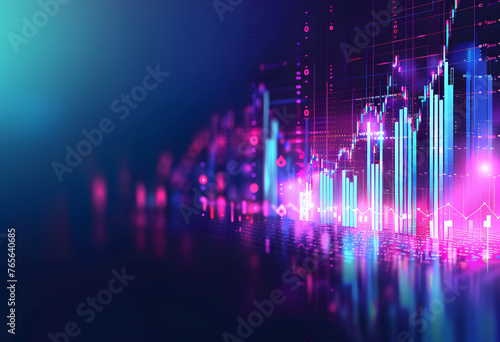 Modern Finance-Styled Background: Highlighted Trading Charts Glow, Suitable for Business and Marketing Use