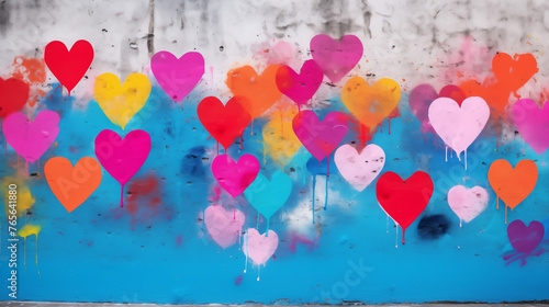 abstract watercolor hearts background - love concept