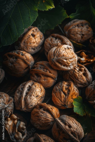 Closeup of Walnuts with Rich Texture and Brown Shell