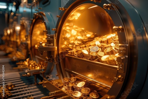 A money vault filled with gold. Generative AI.