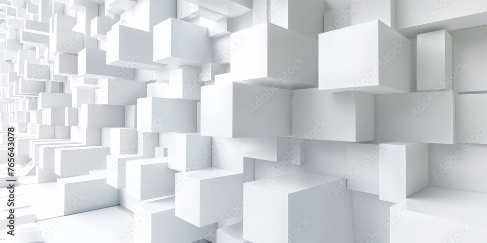 Abstract white background with cubes and blocks. Vector illustration. 3d white cube boxes and square elements for presentation design. banner Abstract white background with cubes and blocks. Vector illustration. 3d white cube boxes and square elements for presentation design. banner