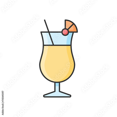 Color Line Pina Colada vector icon