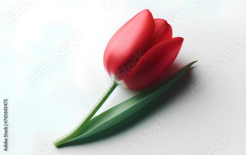 red tulip on a white background. 