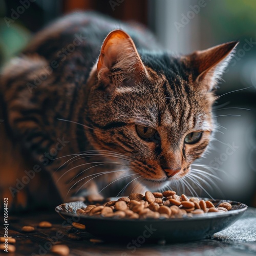 A cat eating food. ai generated