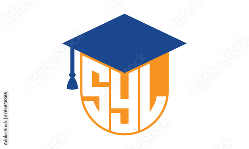 SYL initial letter academic logo design vector template. school college logo, university logo, graduation cap logo, institute logo, educational logo, library logo, teaching logo, book shop, varsity photo